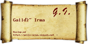 Galló Irma névjegykártya